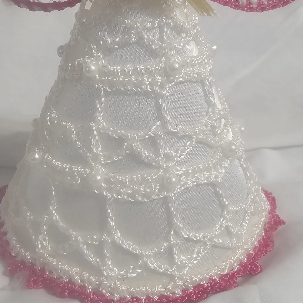 White and Pink Lace Angel Figurine